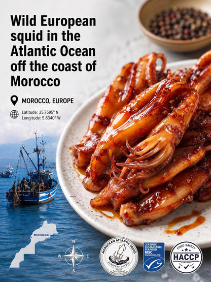 🦑High Protein Wild Caught Squid Tentacles | Low Fat Ready-to-Eat BBQ Seafood Snack-Paul