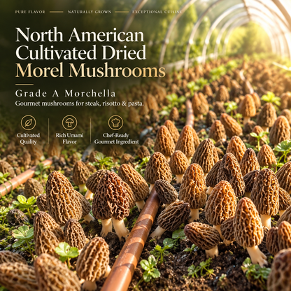 North American Cultivated Dried Morel Mushrooms, Grade A Morchella, Gourmet Mushrooms for Steak, Risotto & Pasta