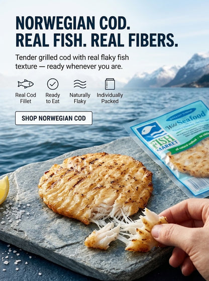 🐟Premium Norwegian Ready‑To‑Eat Atlantic Cod Fillet, Wild Caught High Protein Seafood Snack