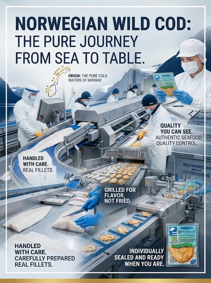 🐟Premium Norwegian Ready‑To‑Eat Atlantic Cod Fillet, Wild Caught High Protein Seafood Snack