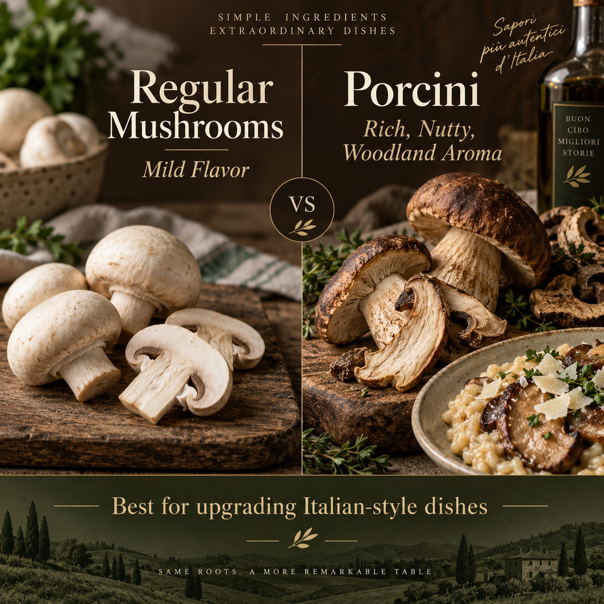 Italian Wild Dried Porcini Mushrooms, Gourmet Fungi for Risotto, Pasta & Soups