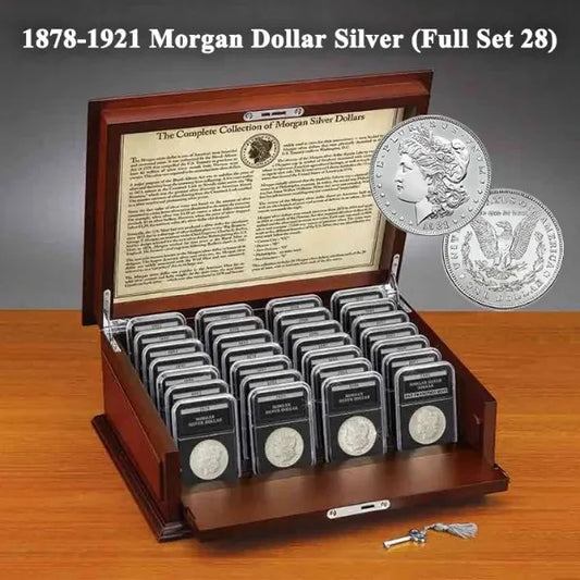 [Complete Set] 1878–1921 Morgan Silver Dollar Collection – 28 Coins 💰